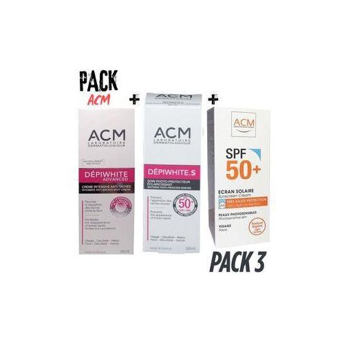 PACK ENSEMBLE Dépiwhite 3-PCS Dépiwhite S éclaircissant SPF 50+ 50 ml - Crème Solaire SPF 50+ 50 ml -ADVANCED CREME ANTI-TACHES 40ML