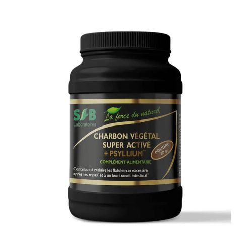 Charbon Végétal Super Activé + Psyllium Bio, 80g - Made in France