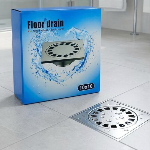 Siphon de Sol Carré en Acier Inoxydable (10x10 cm) – Grille d'Évacuation Moderne pour Salle de Bain et Douche