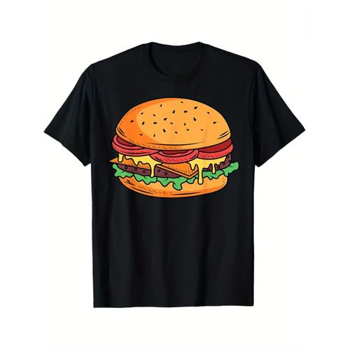 T-shirt à manches courtes pour homme, coupe décontractée, avec un motif de burger, une chemise douce et confortable