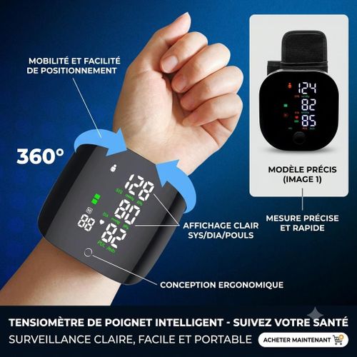 Tonomètre Électronique de Poignet et Moniteur de Fréquence Cardiaque