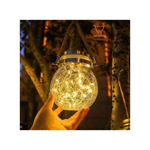 Lampe de jardin solaire en verre fissuré, design décoratif étanche