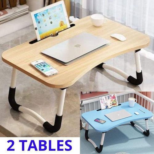 OFFRE 2 TABLES UTILITAIRES BLEU ET MARRON Accessoires pour tablette tactile Multifonctionnels