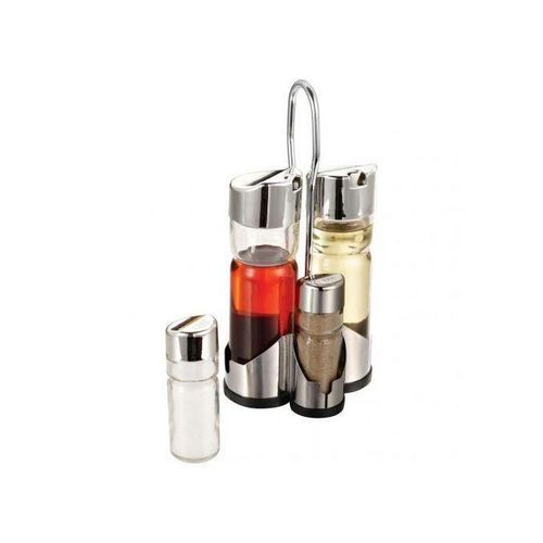 Set de 2 Huiliers 176ml + 2 boites à épice sel et poivre 43ml + Support INOX