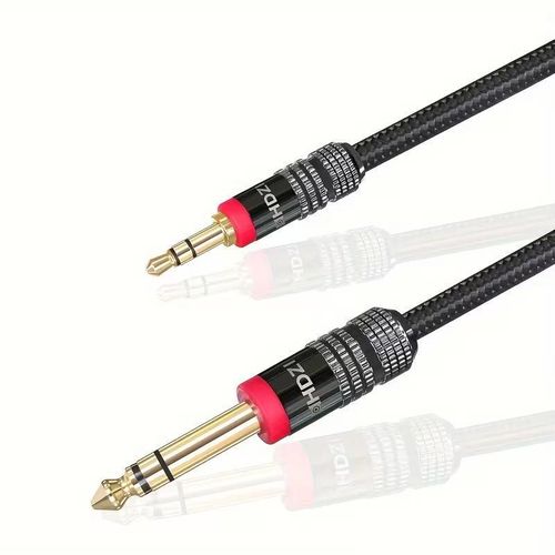 Câble audio JACK stéréo 3,5 mm mâle à 6,5 mm 1 Mètres pour casque, guitare, piano, amplificateurs