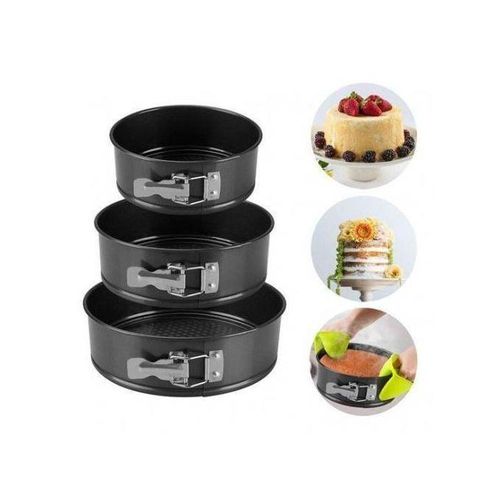 3 Moules à Gàteau Rond à Charnière Réglable - Diamètre 24, 26, et 28 cm