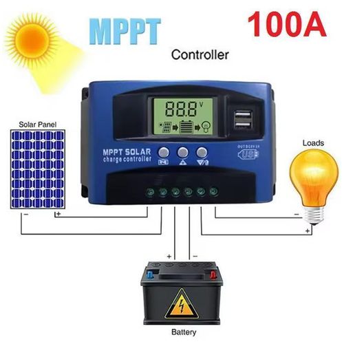 Contrôleur de Charge solaire MPPT 100A écran LCD USB 12V/24V
