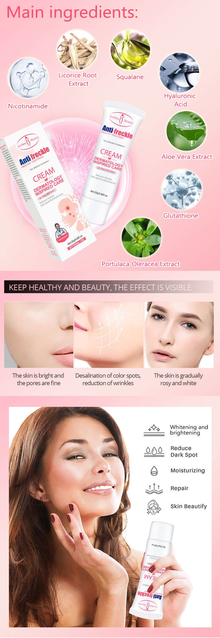 Best Organic Fade Dark Spots Reduce Freckles 20g Anti Freckle Cream For Skin Lightening