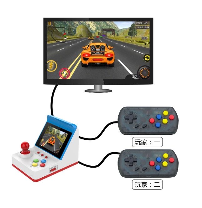 Mini Rétro Arcade 360 EN 1 avec Câble TV et 2 Manettes