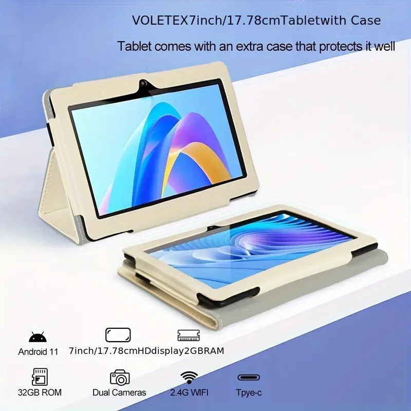 tablette   7 pouces 2gb   32gb rom pour   11 avec processeur   core, écran ips hd, double caméra, wifi, tablette avec étui, 2023 détails 4