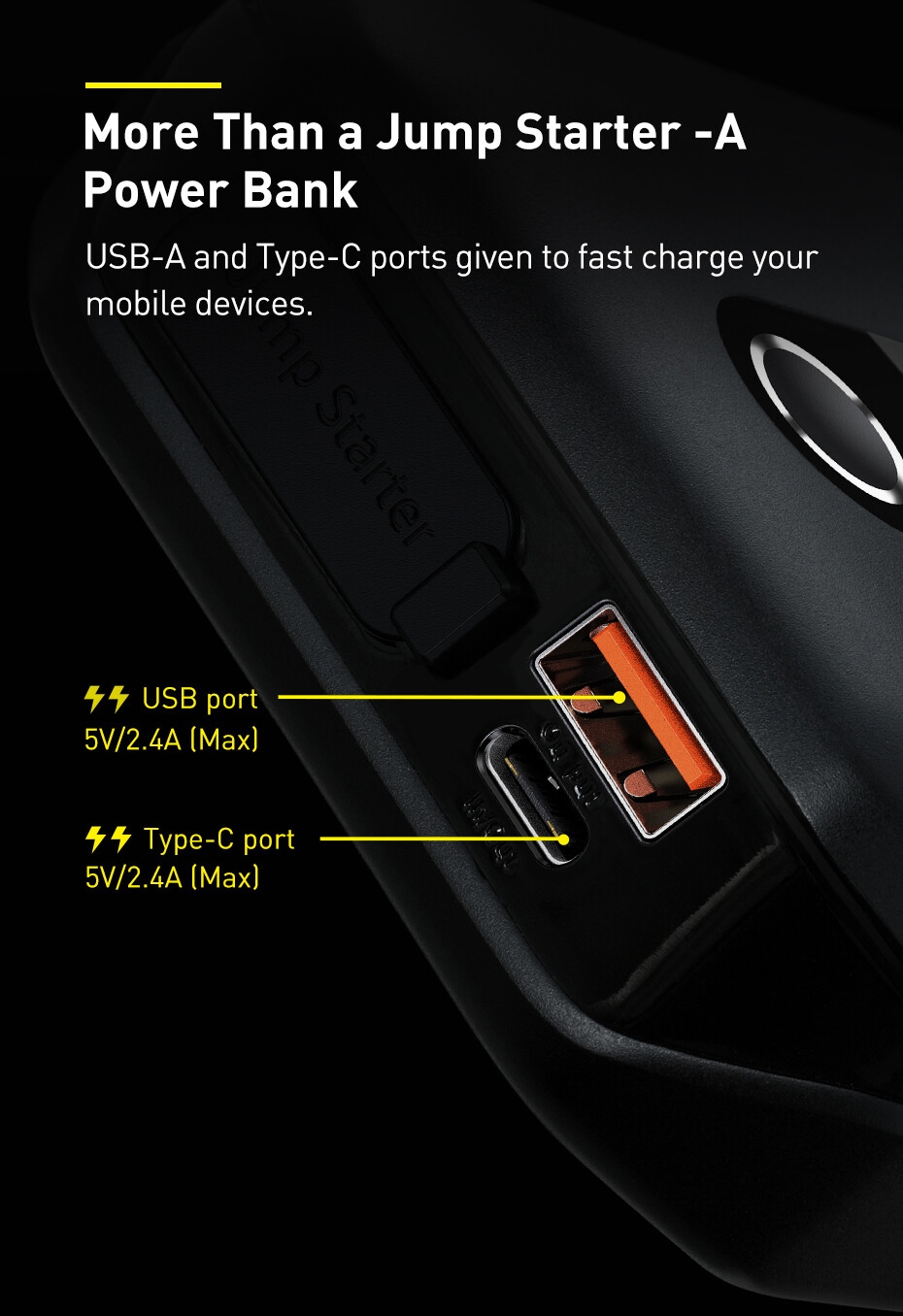Baseus Super Energy Air 10000mAh 1000A Démarreur de Voiture Booster Batterie Maroc 12 image