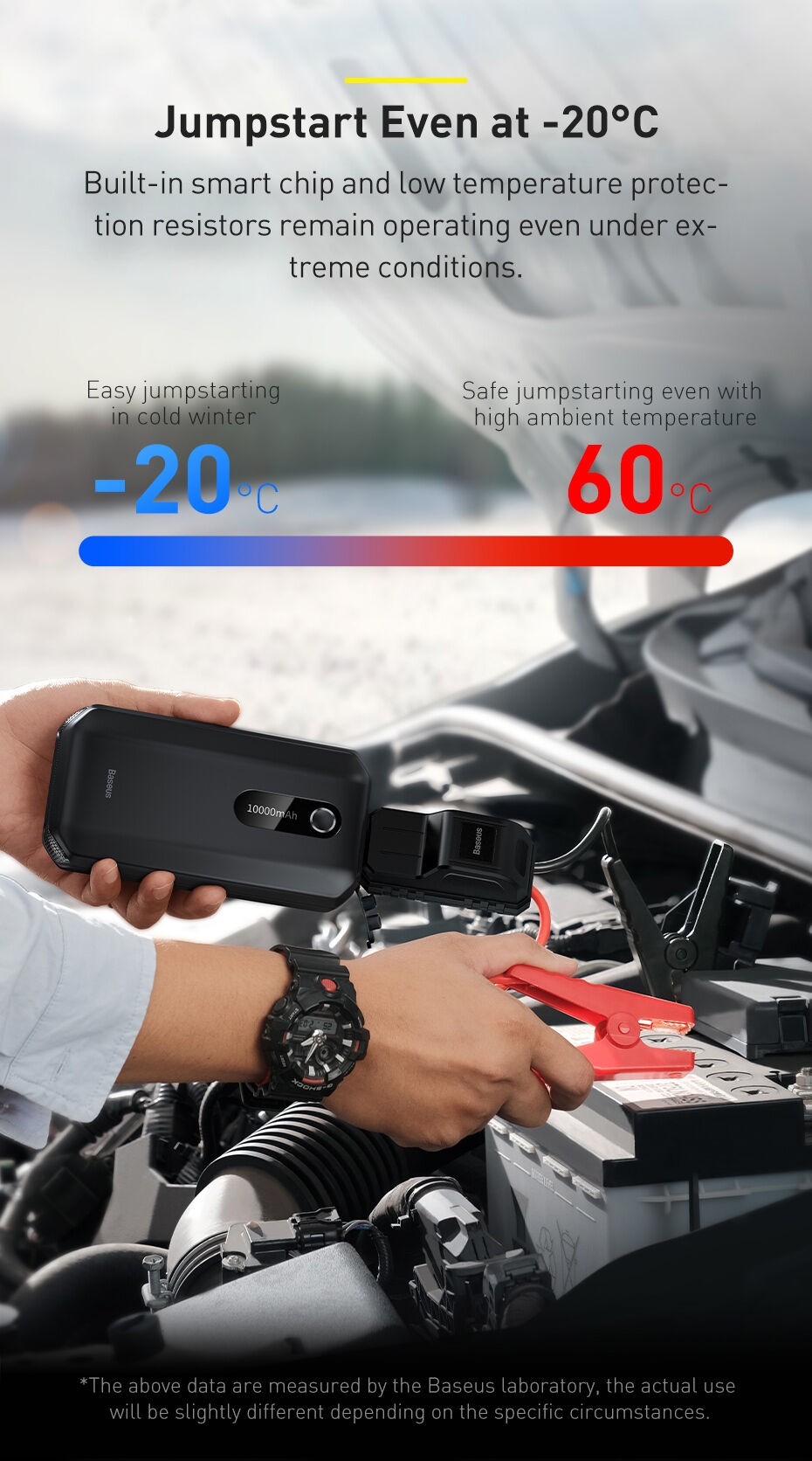 Baseus Super Energy Air 10000mAh 1000A Démarreur de Voiture Booster Batterie Maroc 8 image
