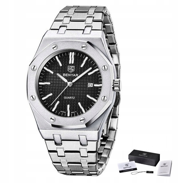 Zegarek Benyar AP BY5156 srebrny czarny 10