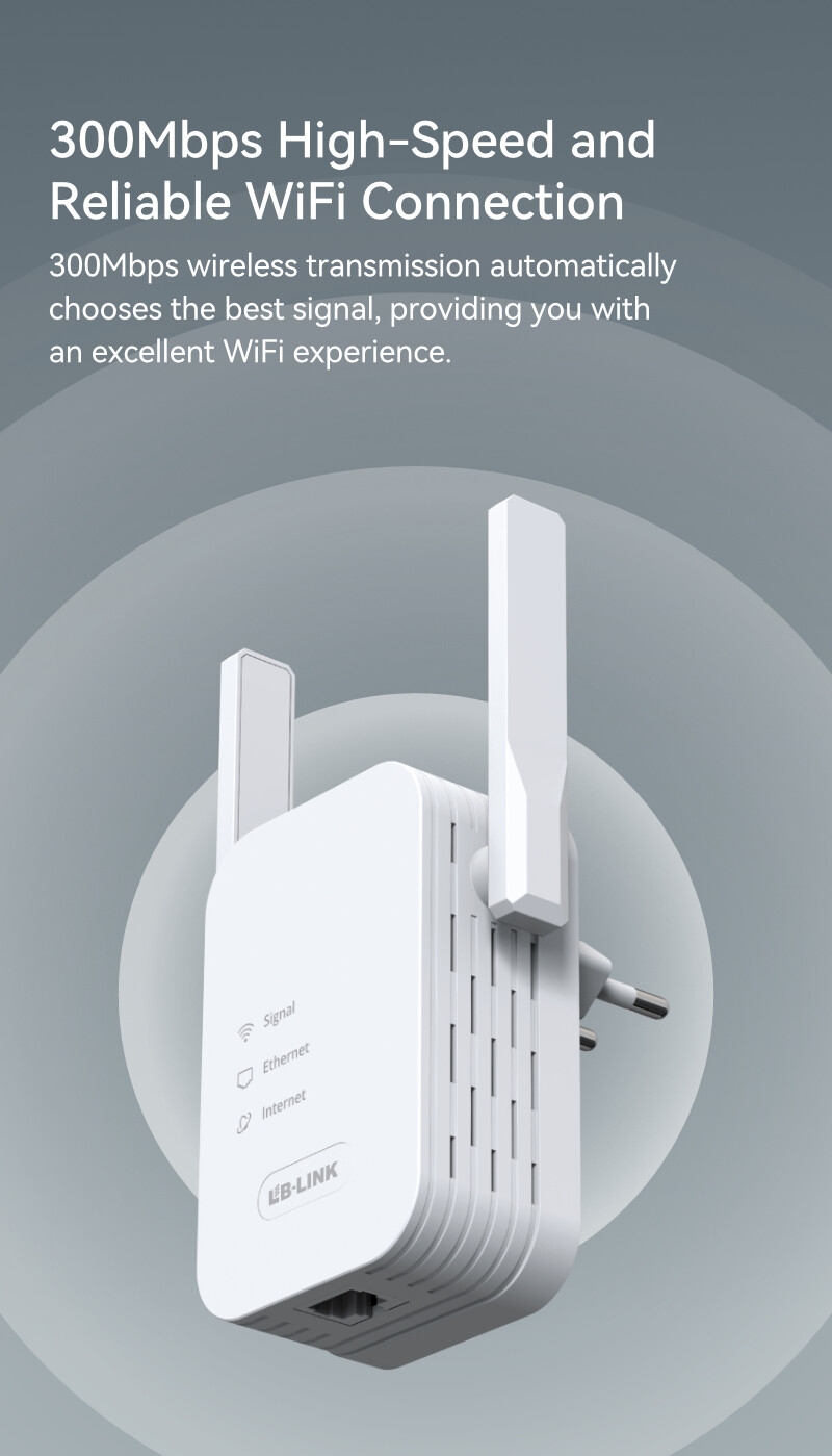 LB-LINK RE300 WiFi Extender with Ethernet Port  Long Range for Home  1 X 10/100Mbps fast ethernet Port