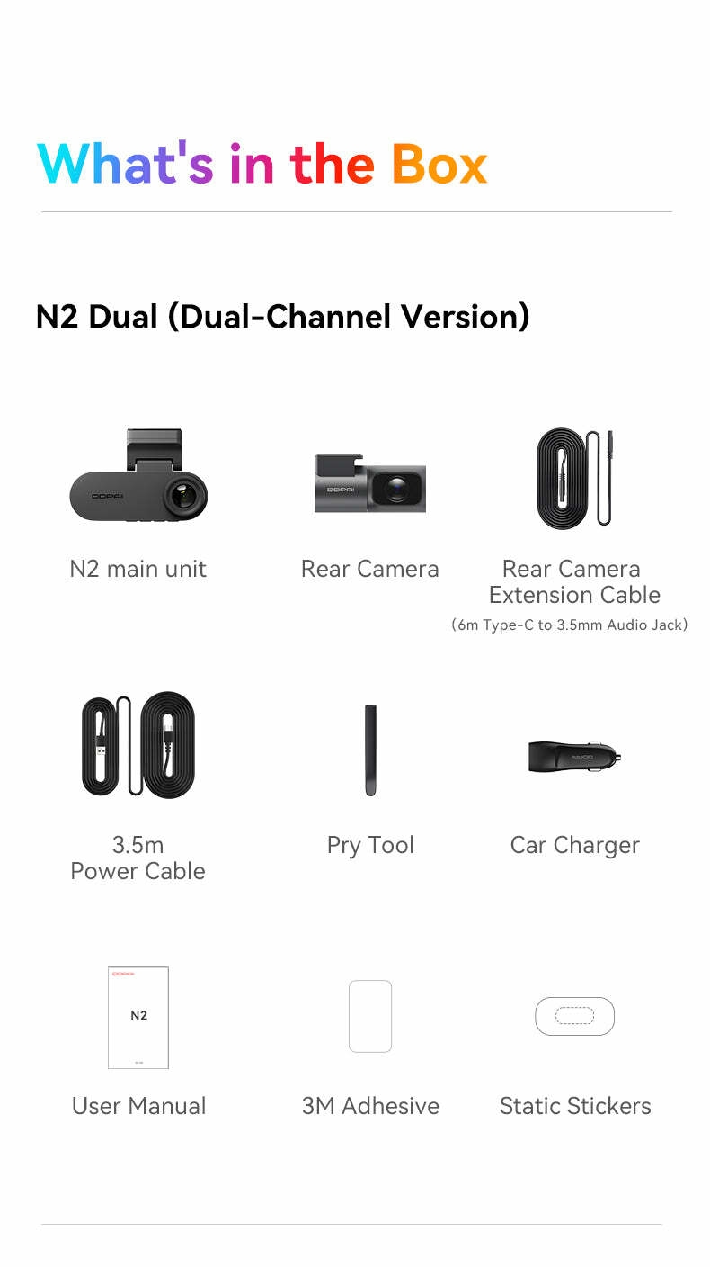 N2 MB 13 DDPAI N2 Dual Maroc – Caméra Avant + Arrière 2K + Carte 128GB U3 | Garantie 1 an