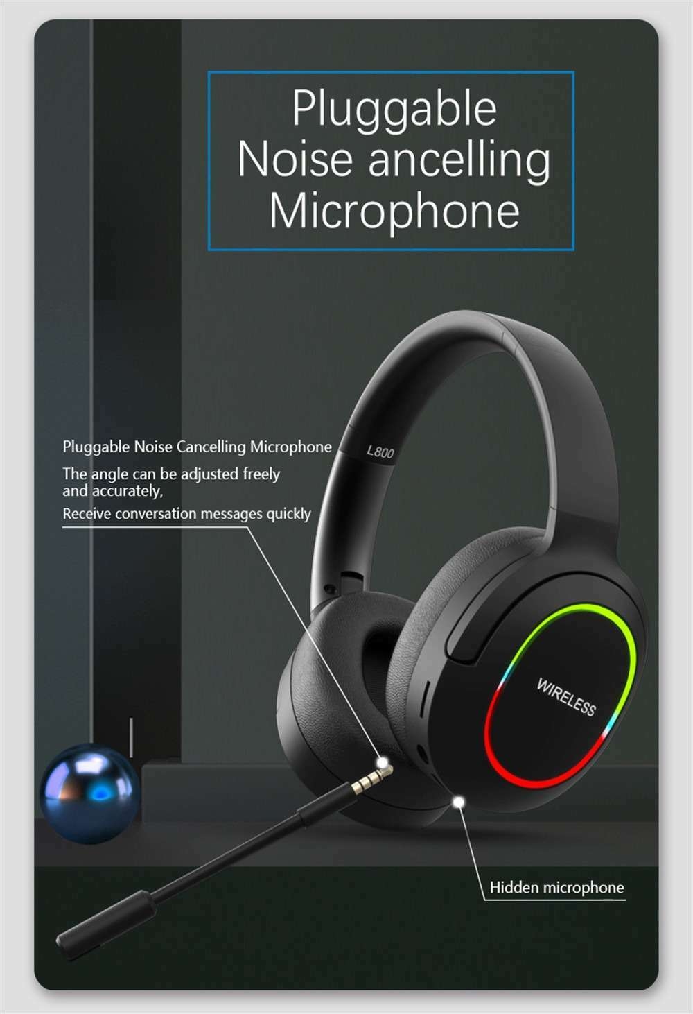 Écouteurs sans fil DeepBass R10 Bluetooth pliables, casque R1O de jeu stéréo Bass, Micro, antibruit, pour iphone, PC, téléphone