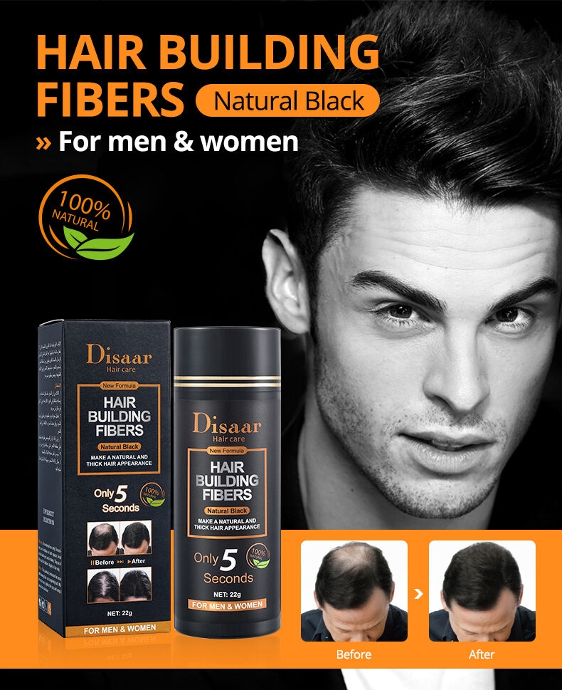 Disaar Hair Fiber Organic Hair Loss Treatment Instant Thickening Fiber Powder Black Color Hair Building Fiber For Men Women