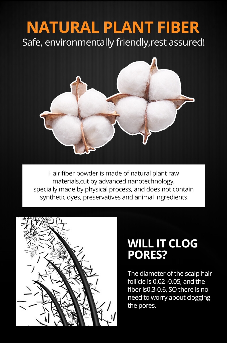Disaar Hair Fiber Organic Hair Loss Treatment Instant Thickening Fiber Powder Black Color Hair Building Fiber For Men Women
