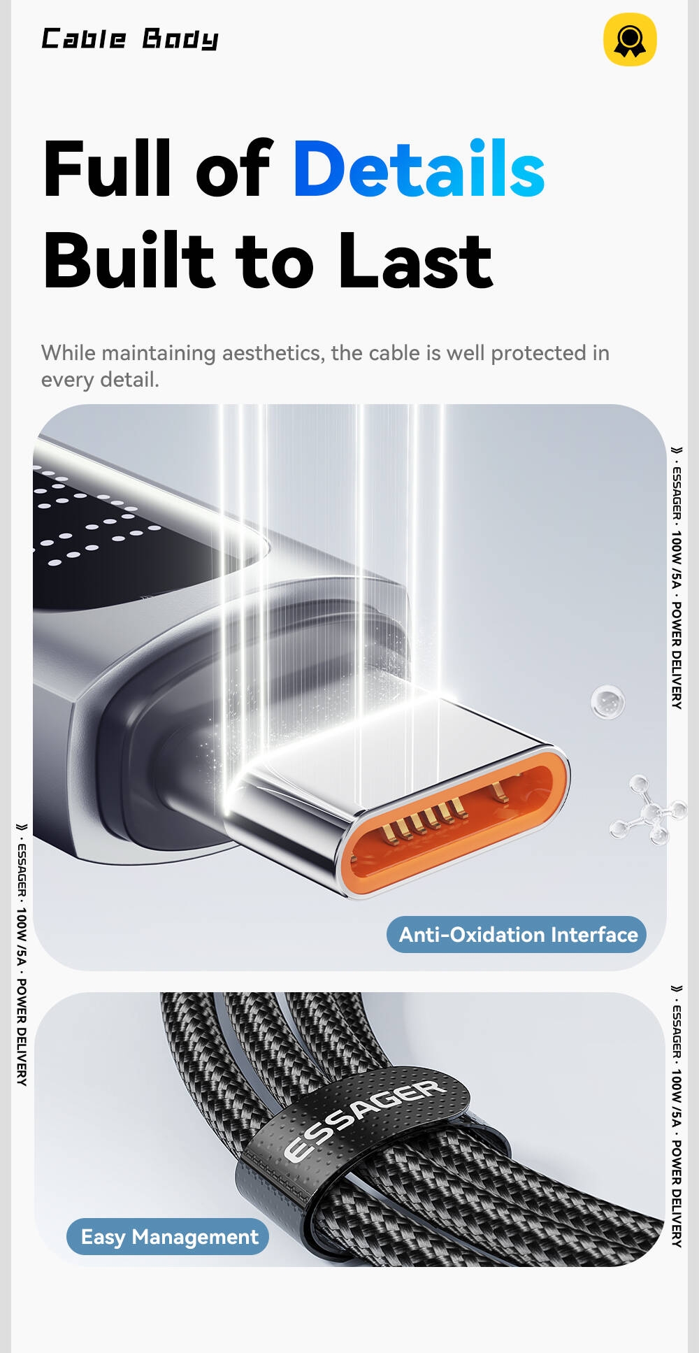 S1491066c2a1a4df39384b7b48d77590dG Essager Câble USB-C avec Écran Digital 100W – Charge Rapide et Performante ????⚡
