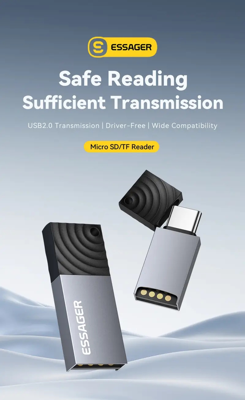 2-en-1 usb-c & usb-a vers lecteur de cartes /tf - adaptateur de carte à double emplacement haute vitesse pour smartphones, ordinateurs portables et plus , accessoire pour appareils mobiles | lecteur de cartes élégant | design durable Détails du produit 0