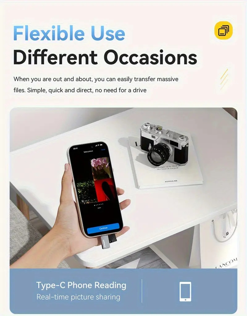 2-en-1 usb-c & usb-a vers lecteur de cartes /tf - adaptateur de carte à double emplacement haute vitesse pour smartphones, ordinateurs portables et plus , accessoire pour appareils mobiles | lecteur de cartes élégant | design durable Détails du produit 3