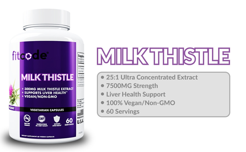 Amazon.com: Fitcode Silymarin Milk Thistle Capsules - Pure Milk Thistle  Supplement for Optimal Liver Cleanse Detox & Repair - Herbal Liver Support  Supplement with Milk Thistle Extract - 60 Non-GMO Veggie Capsules :