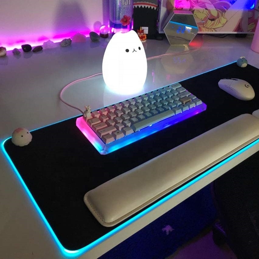 Tapis de souris de jeu RGB blanc, accessoires de jeu, tapis de souris RGB,  polymères de