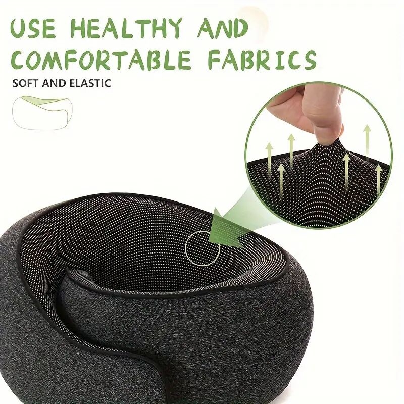 ergonomic black travel   portable neck support for airplane car office and home use ideal for sleeping   and   hand washable polyurethane polyester blend pillows for sleeping details 5