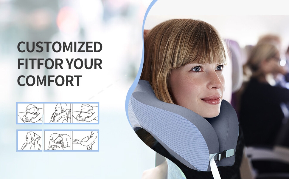 Letrcxo 2-in-1 Travel Neck Pillow with 360-Degree Head Support, Memory Foam U-Shape Neck Pillow