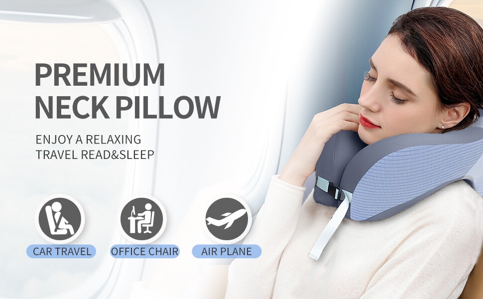 Letrcxo 2-in-1 Travel Neck Pillow with 360-Degree Head Support, Memory Foam U-Shape Neck Pillow