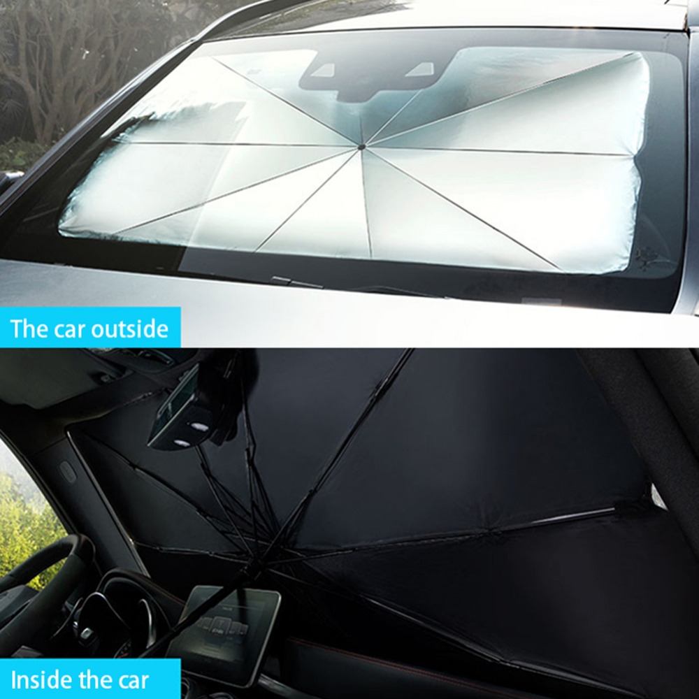 Parapluie pare-soleil de pare-brise de voiture, Titanium Silver Cloth  Pliable Voiture Front Window Parasol Parapluie pour Uv Ray Block & Sun Heat  Protection