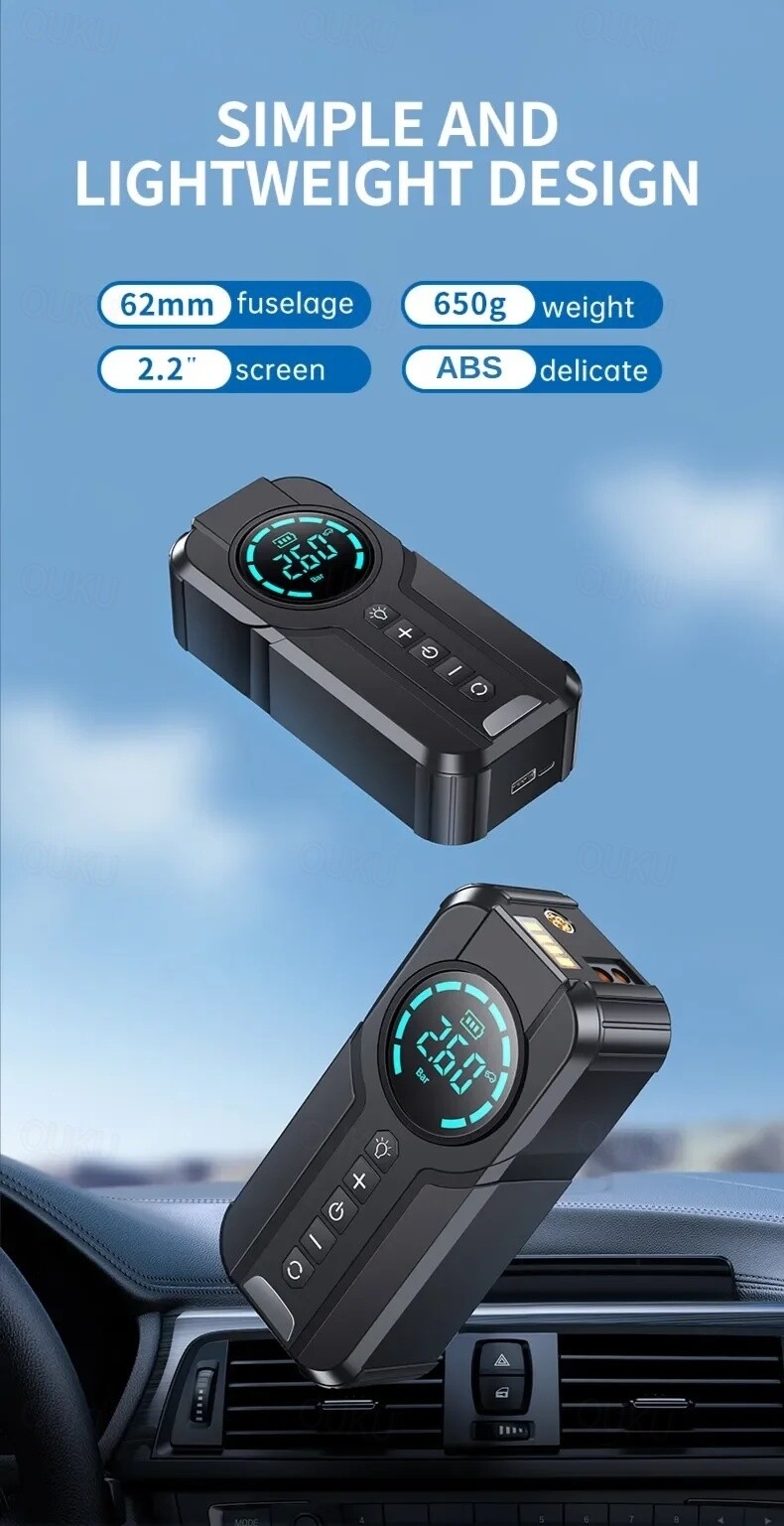 Compresseur d'air multifonction pour voiture, démarreur de secours, pompe à air, gonfleur de pneus pratique, démarreur de batterie portable de 2025 ? US $119.99 –P1