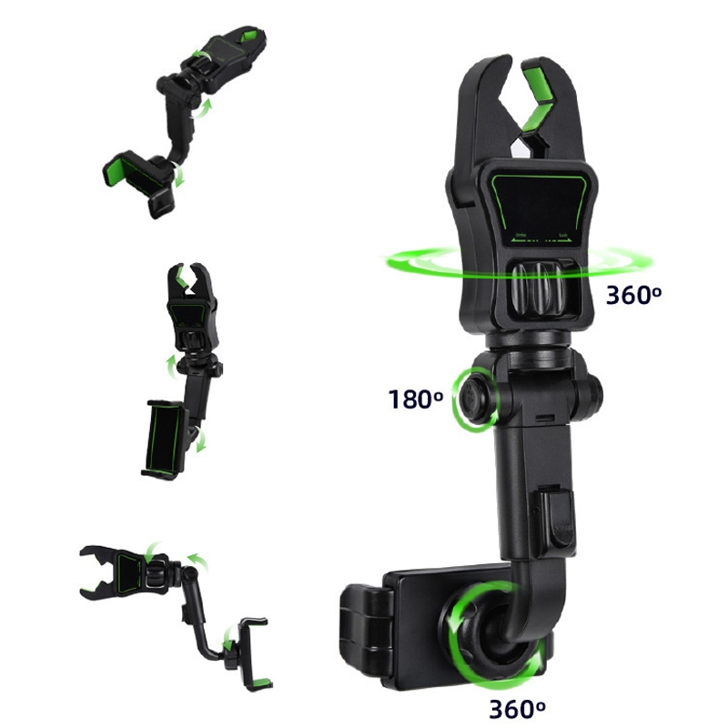 Adjustable car rearview mirror mobile phone holder 360 rotation universal foldable flexible cell phone mount on rear view mirror