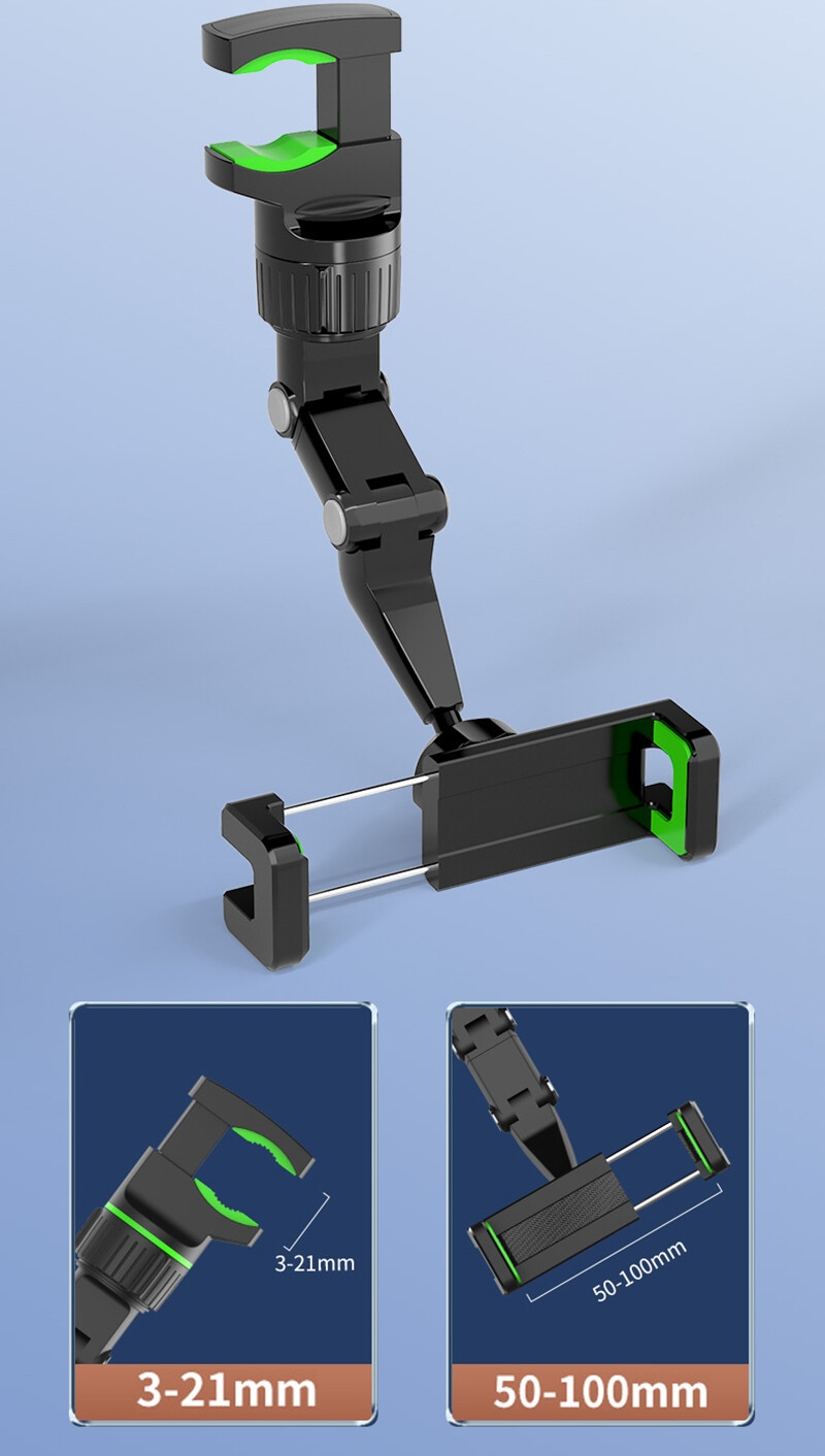 Adjustable car rearview mirror mobile phone holder 360 rotation universal foldable flexible cell phone mount on rear view mirror