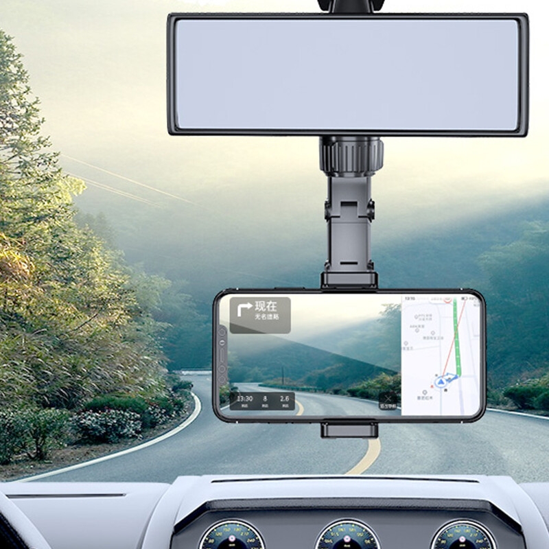 Adjustable car rearview mirror mobile phone holder 360 rotation universal foldable flexible cell phone mount on rear view mirror