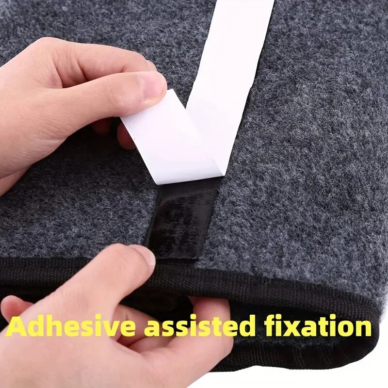 boîte de rangement pliante en feutre pour coffre de voiture, modèle sac organisateur intérieur noir   détails 3