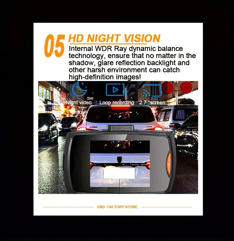 front facing lens 1080p tachograph with infrared night cycle recording and 2 4 inch ips screen details 6
