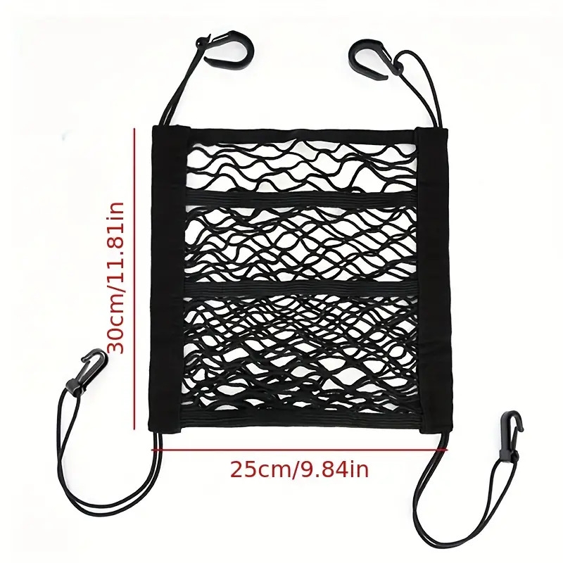 1pc 3-Layer Car Mesh Organizer, Sac Filet De Siège Arrière, Barrière Pour Animaux De Compagnie Arrière, Porte-mouchoirs De Cargaison, Porte-monnaie De Rangement, Pochette De Filet Pour Voiture détails 4
