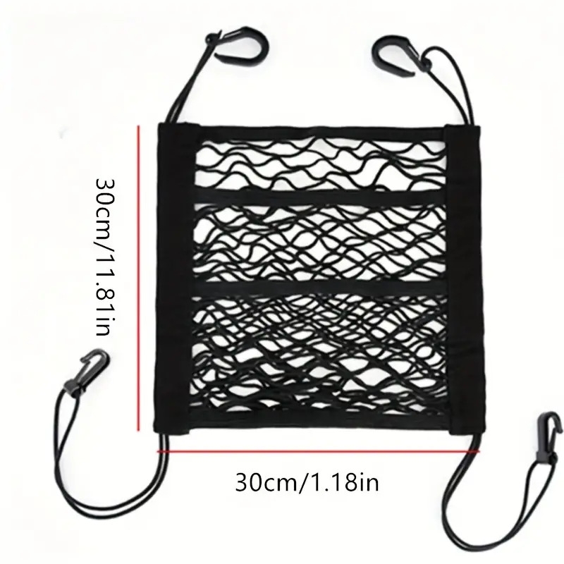 1pc 3-Layer Car Mesh Organizer, Sac Filet De Siège Arrière, Barrière Pour Animaux De Compagnie Arrière, Porte-mouchoirs De Cargaison, Porte-monnaie De Rangement, Pochette De Filet Pour Voiture détails 5