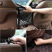 1pc 3-Layer Car Mesh Organizer, Sac Filet De Siège Arrière, Barrière Pour Animaux De Compagnie Arrière, Porte-mouchoirs De Cargaison, Porte-monnaie De Rangement, Pochette De Filet Pour Voiture détails 2