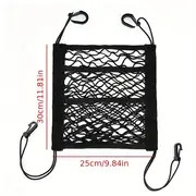 1pc 3-Layer Car Mesh Organizer, Sac Filet De Siège Arrière, Barrière Pour Animaux De Compagnie Arrière, Porte-mouchoirs De Cargaison, Porte-monnaie De Rangement, Pochette De Filet Pour Voiture détails 4