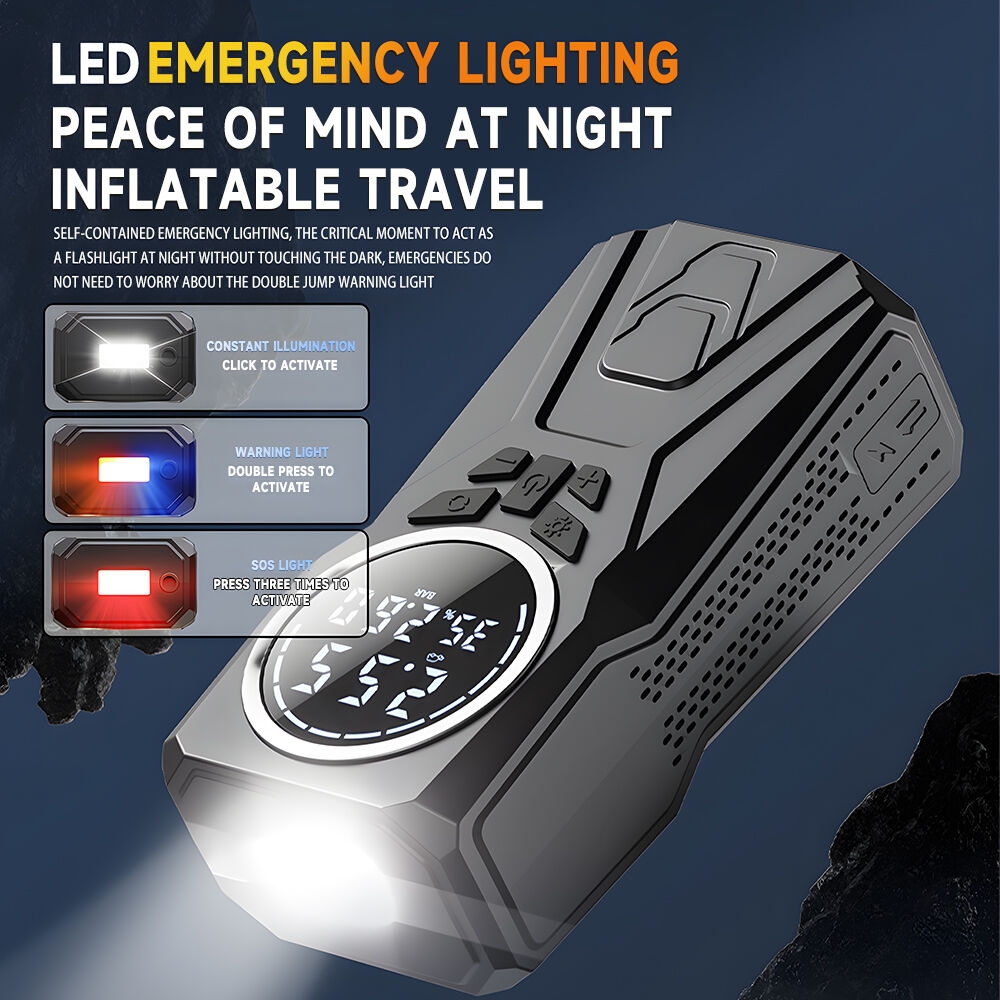 Démarreur de batterie de voiture 3000 A, compresseur d'air portable 150 PSI, gonfleur de pneus, lampe LED multifonction, booster de batterie pour démarreur de voiture