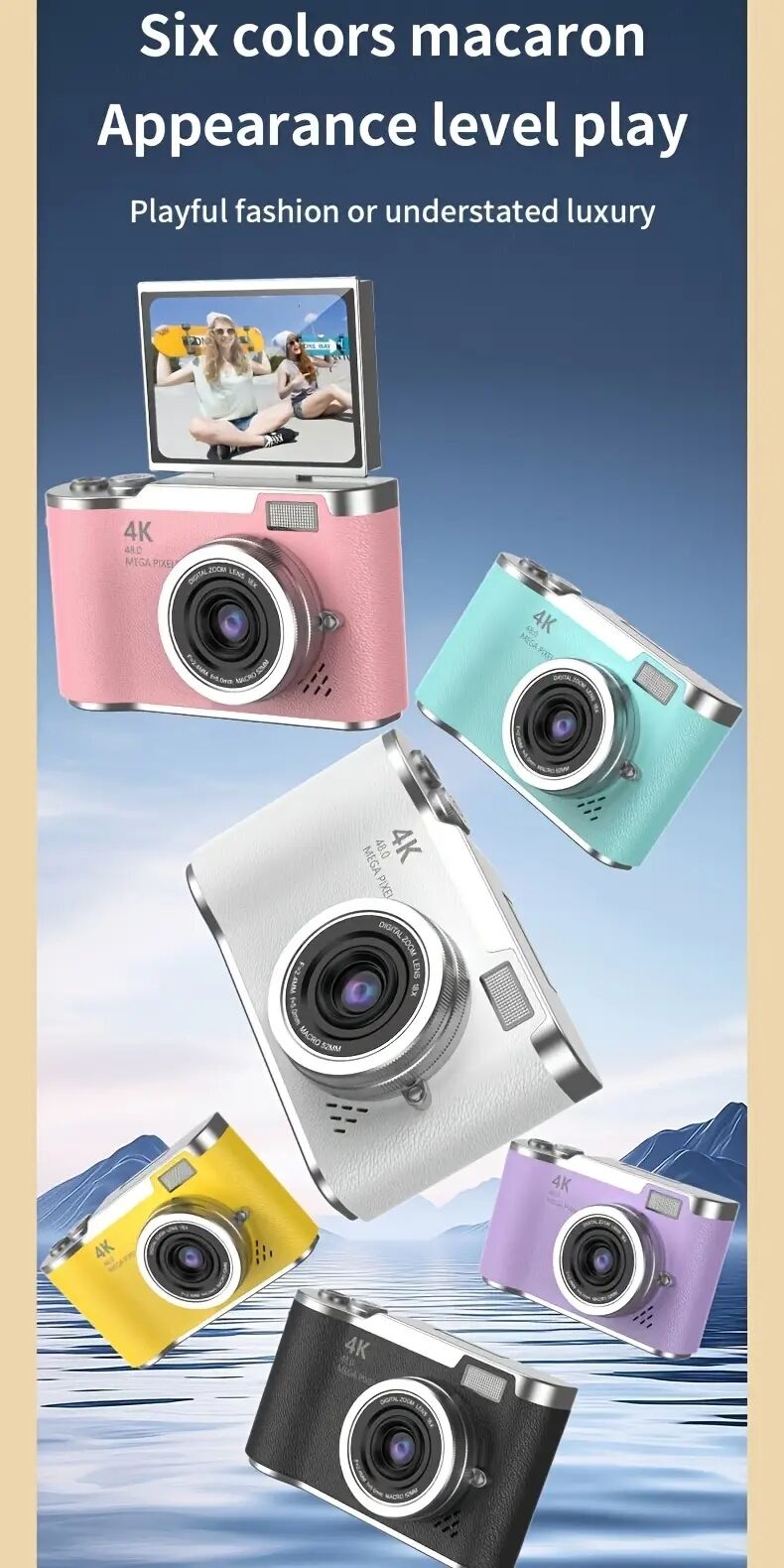 caméra numérique 4k   haute résolution pour vlog, selfie,   débutant, transport facile détails 13