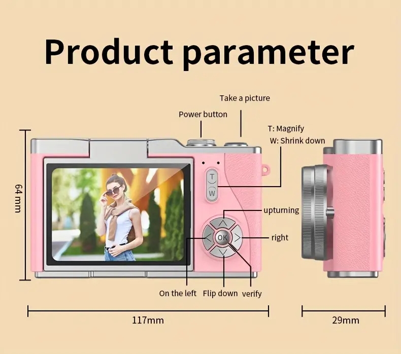 caméra numérique 4k   haute résolution pour vlog, selfie,   débutant, transport facile détails 16