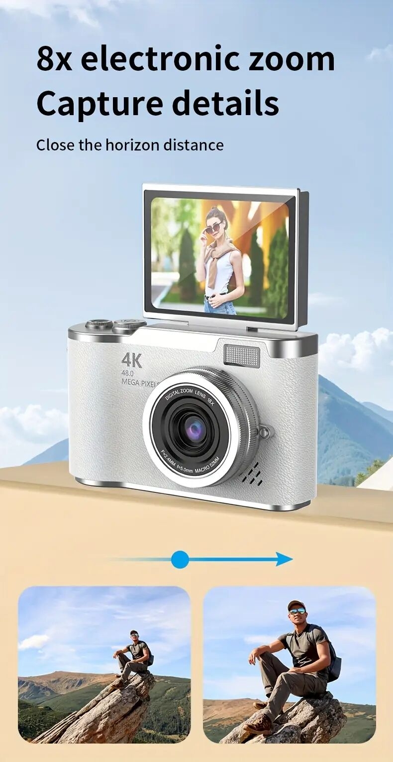 caméra numérique 4k   haute résolution pour vlog, selfie,   débutant, transport facile détails 14