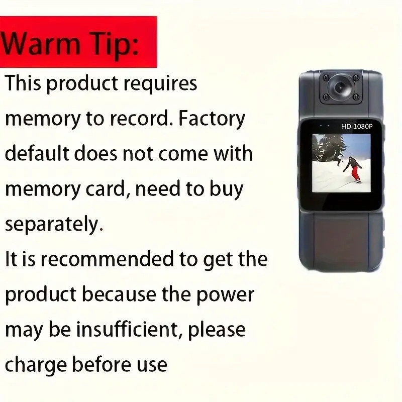 caméra 1pc  ° 1080p full hd avec   rotatif -   angulaire    , batterie rechargeable par usb,   pour léquitation,  , les   et lenregistrement   - cadeau   parfait, caméra portable détails 0