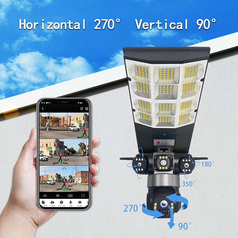 180W Battery 16000Mah Camara De Alumbrado Solcelle Kamara Solaire Streetlight V380 Pro 4G Sim Card CCTV Solar Lamp With Camera