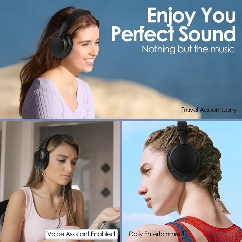 casque sans fil over-ear, 40 durée de jeu et 3 de musique 3eq, casque sans fil avec microphone, casque pliable hifi stereo, basses profondes pour maison bureau téléphone portable pc 8