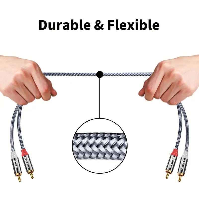 câble stéréo rca haute   - cordon audio stéréo 2rca   vers 2rca   avec connecteurs à  , réduction du bruit,   tressée pour   maison, la   hd, les amplificateurs, les systèmes  ,   de voiture et les haut-parleurs, câble audio rca | câble en nylon élégant | connecteur durable Détails du produit 2