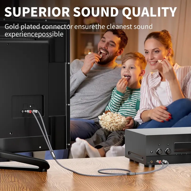 câble stéréo rca haute   - cordon audio stéréo 2rca   vers 2rca   avec connecteurs à  , réduction du bruit,   tressée pour   maison, la   hd, les amplificateurs, les systèmes  ,   de voiture et les haut-parleurs, câble audio rca | câble en nylon élégant | connecteur durable Détails du produit 4